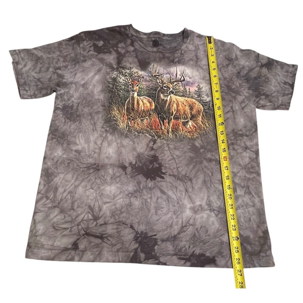 The Mountain Scenic Deer Buck T-Shirt Adult Large Gray Tie Dye Nature Cabin - Picture 5 of 7